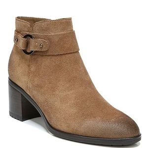 Naturalizer Lydia Bootie Warm Suede Oat/Brown Distressed Zip Size 8M